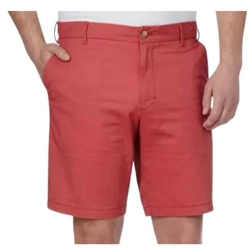 NWOT Izod Men's Size 32 Saltwater Stretch Chino Shorts Red Cotton Blend